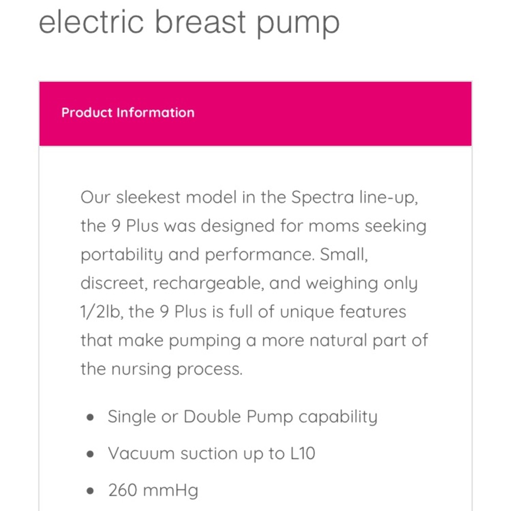 Spectra S9 breast pump portable small handsfree - Picture 14 of 15
